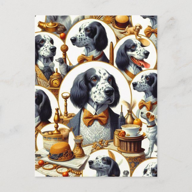 Vintage English Setter Illustration Postcard (Front)