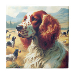 Vintage English Setter Oil Painting Ceramic Tile