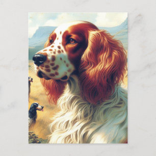 Vintage English Setter Oil Painting Postcard