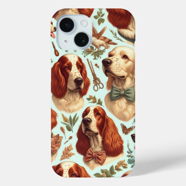 Vintage English Setter  Seamless Case-Mate iPhone Case (Back)