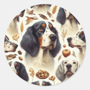 Vintage English Setter Seamless Classic Round Sticker