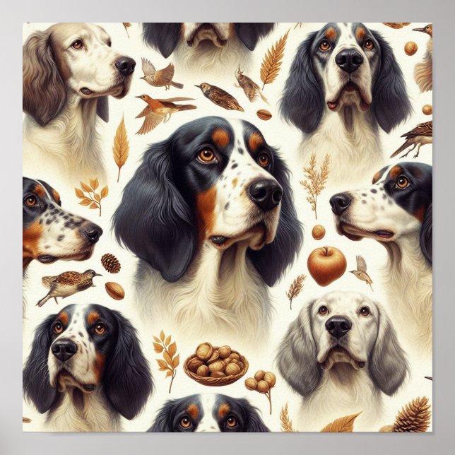 Vintage English Setter Seamless Poster (Front)