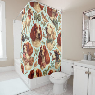 Vintage English Setter Seamless Shower Curtain