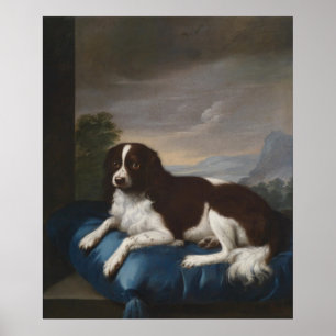 Vintage English Springer Spaniel on a cushion Poster