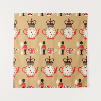 Vintage English tea: seamless pattern. Tapestry