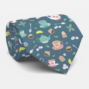 Vintage English Teacups Teapot Tea Drinker Wedding Tie