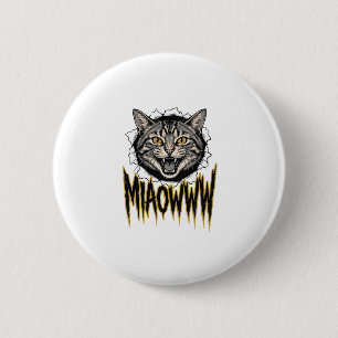 Vintage Engraved Angry Cat MIAOWWW Vector Design_1 6 Cm Round Badge
