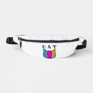 Vintage Engraved Cat Colour Block Graphic Design_1 Bum Bags