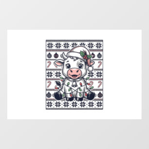 Vintage Engraved Christmas Cow Ugly Sweater Design