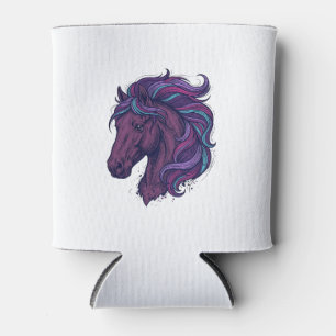 Vintage Engraved Colourful Horse Head Art Shirt_1 Can Cooler