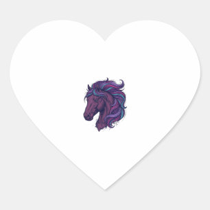 Vintage Engraved Colourful Horse Head Art Shirt_1 Heart Sticker