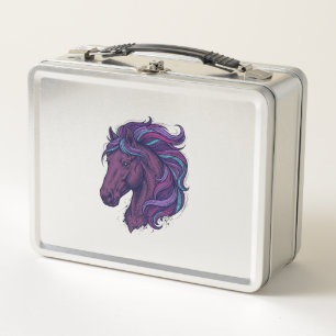 Vintage Engraved Colourful Horse Head Art Shirt_1 Metal Lunch Box