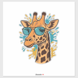 Vintage Engraved Cool Giraffe Sunglasses Shirt Des