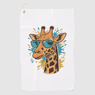 Vintage Engraved Cool Giraffe Sunglasses Shirt Des Golf Towel