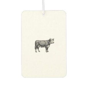 Vintage Engraved Cow Patriotic Flag Vector Design_ Car Air Freshener