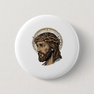 Vintage Engraved Crown of Thorns Portrait Shirt_1 6 Cm Round Badge