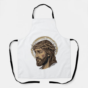 Vintage Engraved Crown of Thorns Portrait Shirt_1 Apron
