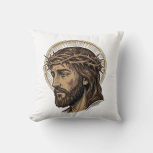 Vintage Engraved Crown of Thorns Portrait Shirt_1 Cushion