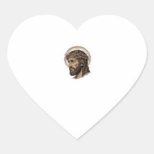 Vintage Engraved Crown of Thorns Portrait Shirt_1 Heart Sticker