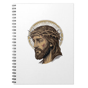 Vintage Engraved Crown of Thorns Portrait Shirt_1 Notebook
