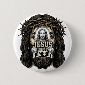 Vintage Engraved Crowned Holy Face Vector Design_1 6 Cm Round Badge