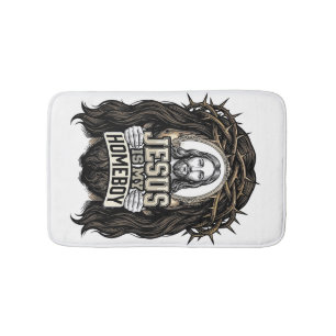 Vintage Engraved Crowned Holy Face Vector Design_1 Bath Mat