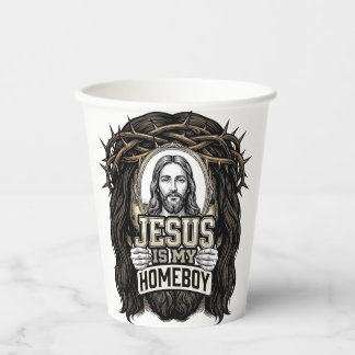 Vintage Engraved Crowned Holy Face Vector Design_1 Paper Cups