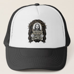 Vintage Engraved Crowned Holy Face Vector Design_1 Trucker Hat