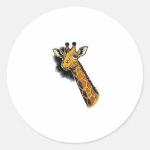 Vintage Engraved Cute Giraffe Shirt Design_1 Classic Round Sticker