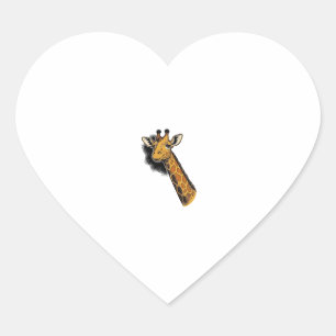 Vintage Engraved Cute Giraffe Shirt Design_1 Heart Sticker