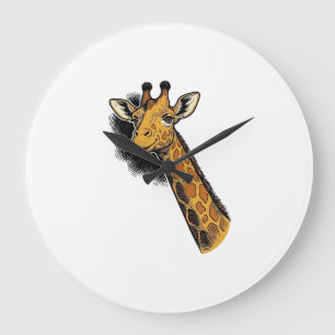 Vintage Engraved Cute Giraffe Shirt Design_1 Large Clock