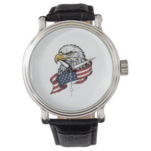 Vintage Engraved Eagle Patriotic Shirt Design_1 Watch