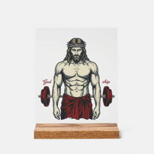 Vintage Engraved Faith Strength Graphic Design_1 Acrylic Sign