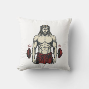 Vintage Engraved Faith Strength Graphic Design_1 Cushion