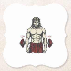 Vintage Engraved Faith Strength Graphic Design_1 Paper Coaster