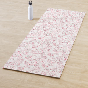 Vintage Engraved French Floral Fantasy Toile-Pink  Yoga Mat