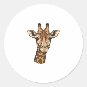 Vintage Engraved Giraffe Head Vector Design_1 Classic Round Sticker