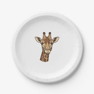 Vintage Engraved Giraffe Head Vector Design_1 Paper Plate