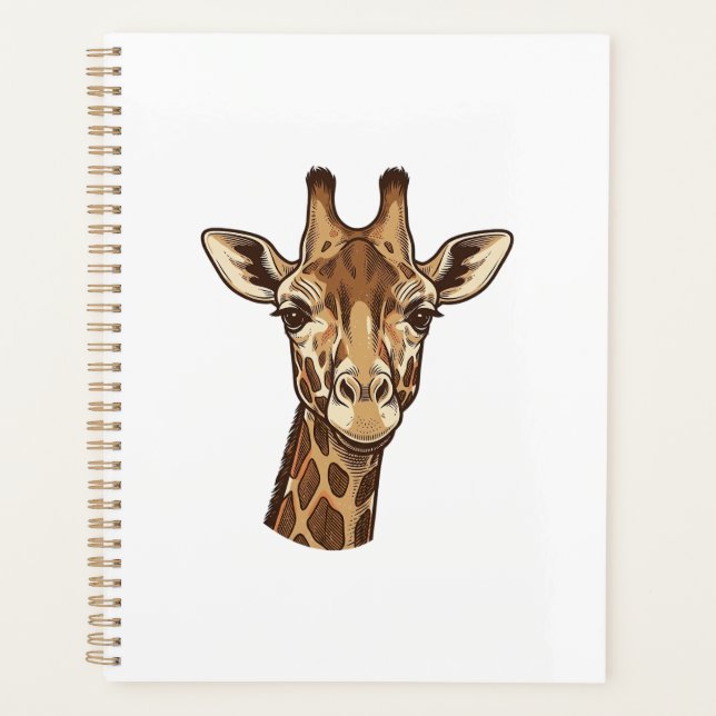 Vintage Engraved Giraffe Head Vector Design_1 Planner (Front)