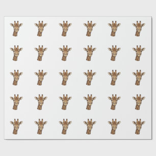 Vintage Engraved Giraffe Head Vector Design_1 Wrapping Paper