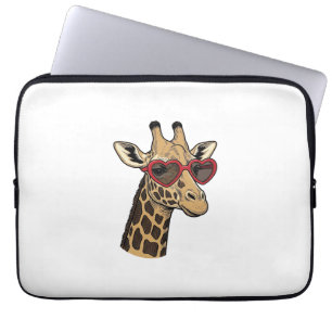 Vintage Engraved Giraffe Heart Sunglasses Design_1 Laptop Sleeve