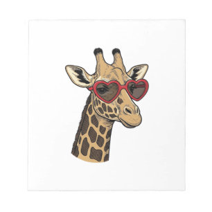 Vintage Engraved Giraffe Heart Sunglasses Design_1 Notepad
