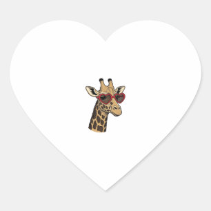 Vintage Engraved Giraffe Heart Sunglasses Design_1 Sticker