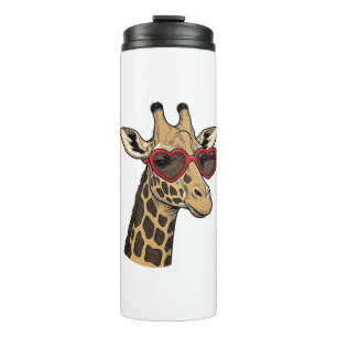 Vintage Engraved Giraffe Heart Sunglasses Design_1 Thermal Tumbler