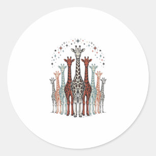 Vintage Engraved Giraffe Herd Safari Shirt Design_ Classic Round Sticker