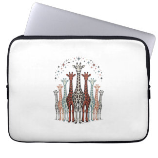 Vintage Engraved Giraffe Herd Safari Shirt Design_ Laptop Sleeve