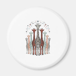 Vintage Engraved Giraffe Herd Safari Shirt Design_ Magnet