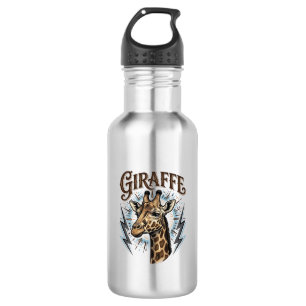 Vintage Engraved Giraffe Lightning T-Shirt Design_ 532 Ml Water Bottle