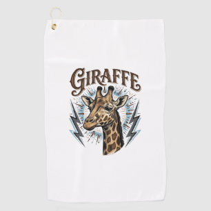 Vintage Engraved Giraffe Lightning T-Shirt Design_ Golf Towel