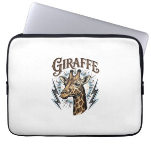 Vintage Engraved Giraffe Lightning T-Shirt Design_ Laptop Sleeve